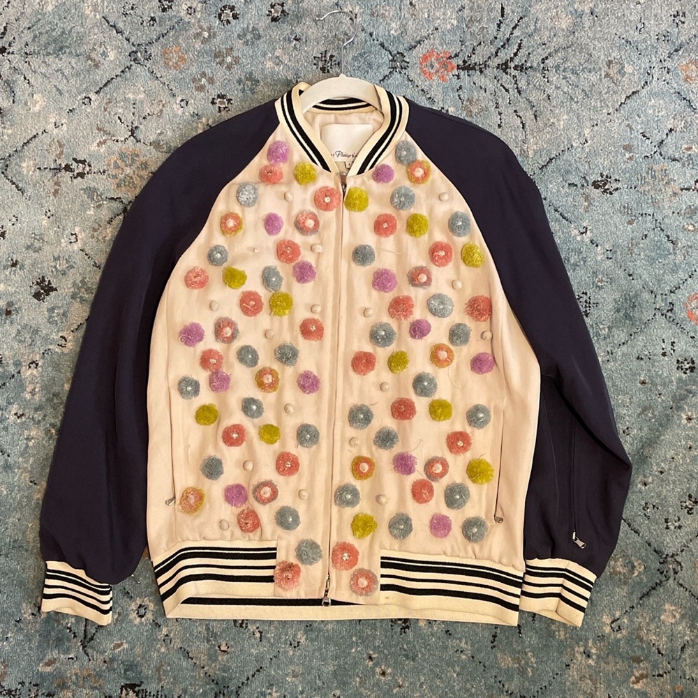 3.1 Phillip Lim bomber jacket with multicolored pom poms